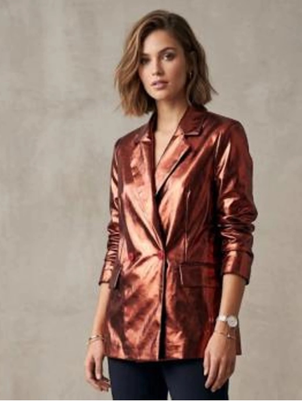 Buddy Love Avery Oversized Metallic Blazer Bronze Size Large NWTS
